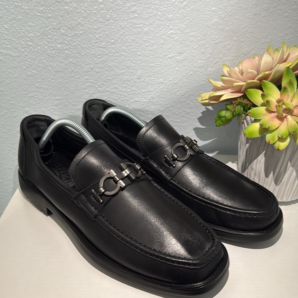 Salvatore Ferragamo Mens David Cancino Bit Loafers Shoes Black Leather Size 9.5 - Picture 3 of 15
